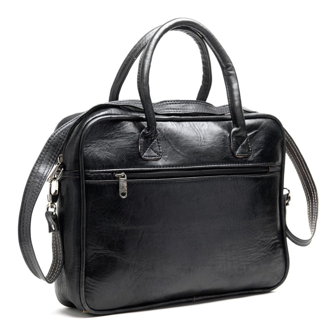 Sac pc en cuir – Noir