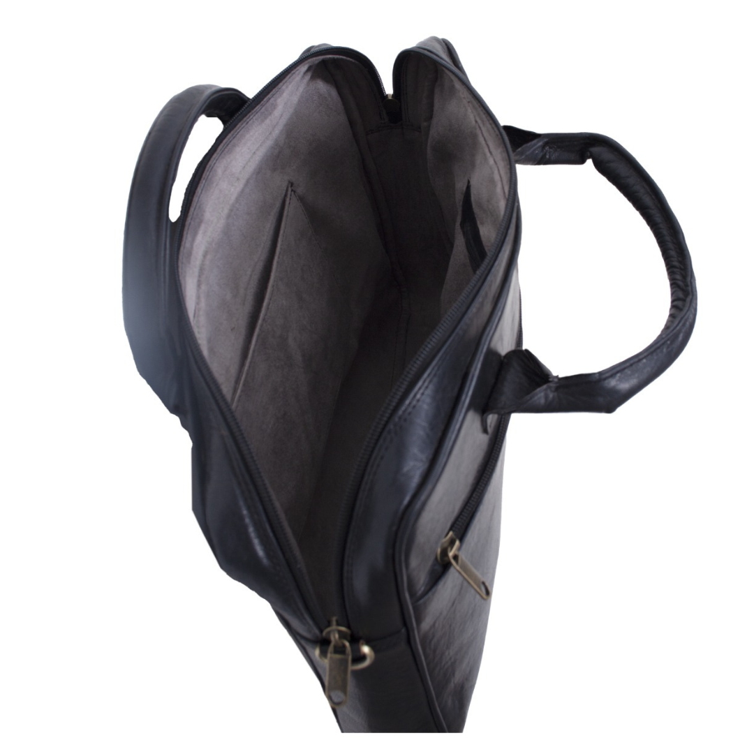 Sac pc en cuir – Noir