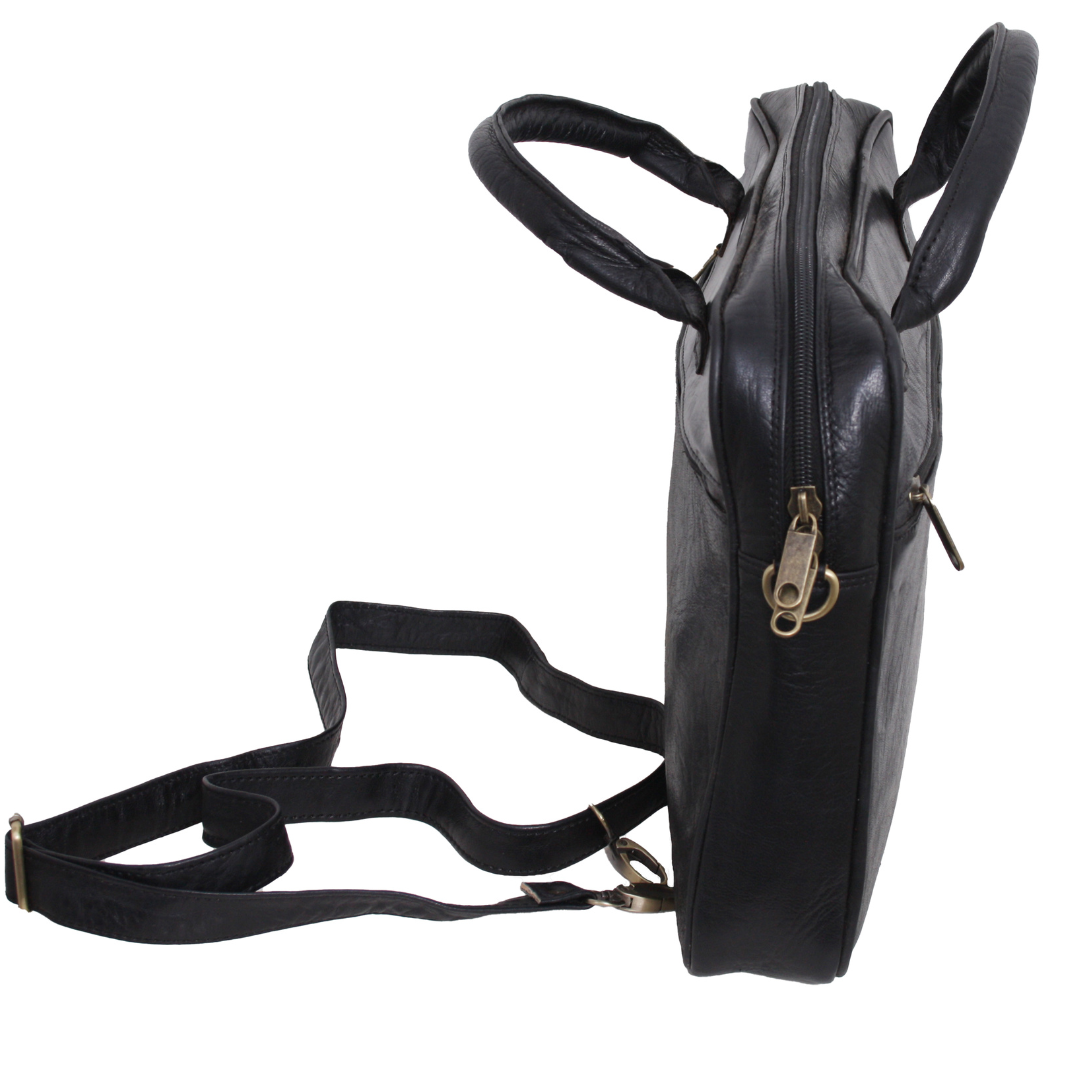 Sac pc en cuir – Noir